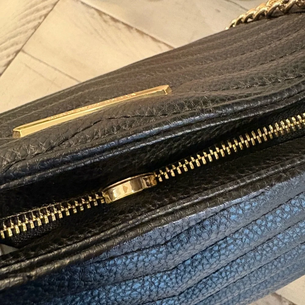 Steve Madden Black Quilted Shoulder Bag with Gold Chain Straps - Picture 9 of 10
